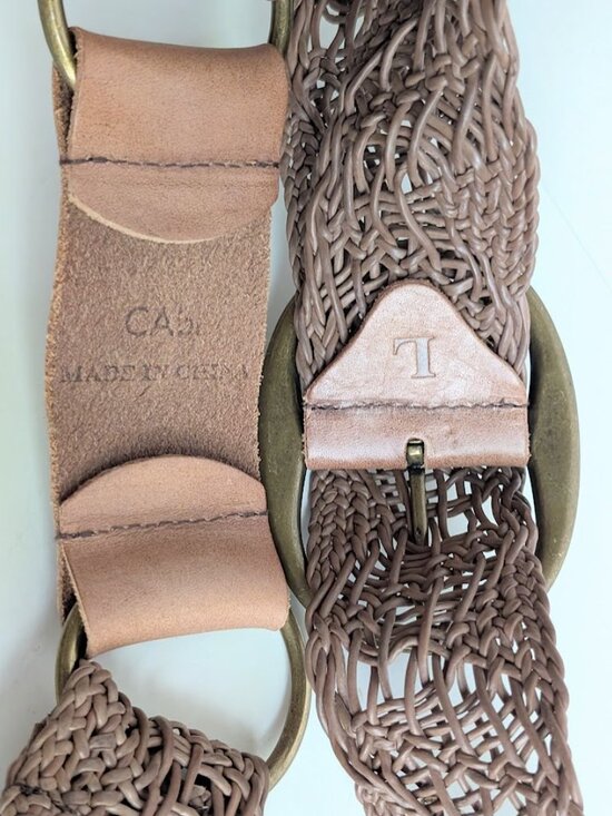 Cabi Wide Waist Belt Womens Size Large Brown Genuine Leather Woven Braided Boho main image 11
